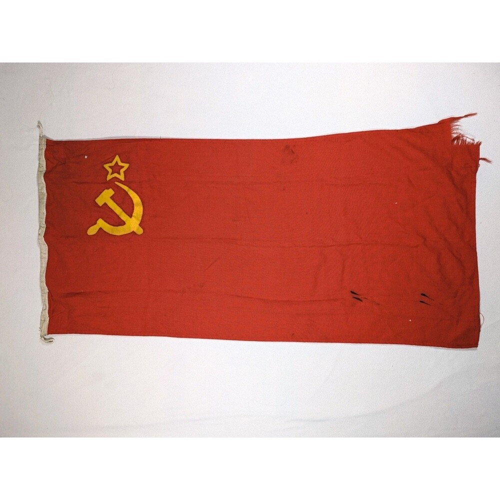 Vintage 1978 USSR Soviet Union CCCP Canvas Flag 50x24 Cold War Era Russia